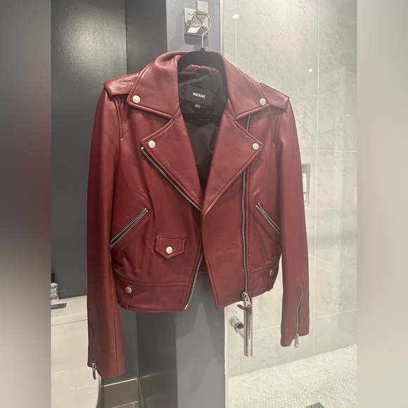 Mackage Red Baya-r Leather Moto jacket - Picture 3 of 6